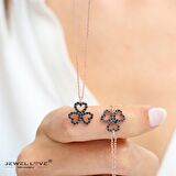 PIRLANTA MONTÜR TASARIM ONİKS TAS ROSE GOLD ÜÇLÜ KALP KOLYE