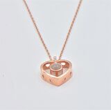 Trend Tasarım Rose Gold 100 Dil de Aşk Projeksiyon Taş Kalp Gümüş Kolye