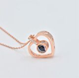 Trend Tasarım Rose Gold 100 Dil de Aşk Projeksiyon Taş Kalp Gümüş Kolye