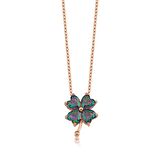 MİSTİK TOPAZ TAŞLI  ROSE GOLD YONCA GÜMÜŞ KOLYE