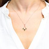 DAMLA ZÜMRÜT TAŞLI ROSE GOLD DAMLA GÜMÜŞ KOLYE