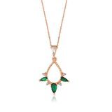 DAMLA ZÜMRÜT TAŞLI ROSE GOLD DAMLA GÜMÜŞ KOLYE