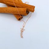 BAGET TAŞLI ROSE RENK YILDIZ YOLU GÜMÜŞ KOLYE