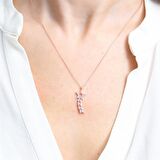 BAGET TAŞLI ROSE RENK YILDIZ YOLU GÜMÜŞ KOLYE