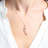 BAGET AMETİST TAŞ ROSE RENK ZEYTİN DALI GÜMÜŞ KOLYE