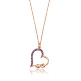 AMETİST TAŞLI ROSE GOLD SONSUZLUK KALP GÜMÜŞ KOLYE
