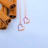 FUŞYA TAŞLI ROSE GOLD SONSUZLUK KALP GÜMÜŞ KOLYE