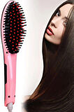 Elektrikli Saç Düzleştirici Tarak Fast Hair Straightener Pratik Pembe Saç Kurutma Tarağı