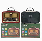 NS-6650 Büyük Boy Telefon Tutma Aparatlı Retro Ahşap Tasarım Bluetooth Hoparlörlü Radyo Fm/am