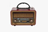 NS-8069 Retro, Nostaljik, Ahşap Tasarım Bluetooth Hoparlörlü, Şarjlı, Taşınabilir Fm/am Destekli Radyo