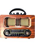 NS-6635  Büyük Boy Retro, Nostaljik, Ahşap Tasarım Bluetooth Hoparlörlü, Şarjlı, Taşınabilir Fm/am Destekli Radyo 
