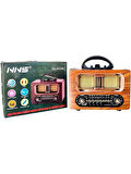 NS-6635  Büyük Boy Retro, Nostaljik, Ahşap Tasarım Bluetooth Hoparlörlü, Şarjlı, Taşınabilir Fm/am Destekli Radyo 