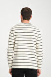 %100 Pamuk Uzun Kollu Çizgili Erkek Sweatshirt