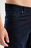 Erkek Regular Kesim Jean Pantolon %98 Pamuk %2 Elastan Koyu Denim Kot