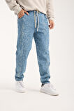 %100 Pamuk Oversize Rahat Kesim Bağcıklı Bel Lastik Paça Jogger 