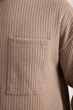 Basic Pamuklu Waffle Kumaş Erkek Sweatshirt – Rahat Kesim Düz Renk Uzun Kol Bisiklet Yaka 