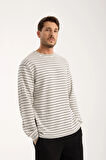 Pamuklu Erkek Oversize Triko Sweatshirt | Uzun Kollu, Bisiklet Yaka, Günlük Rahat Model