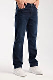 Erkek Regular Kesim Jean Pantolon %98 Pamuk %2 Elastan Koyu Denim Kot