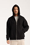 %100 Pamuk Erkek Oversize Fermuarlı Kapüşonlu Sweatshirt | Bol Kesim Hoodie