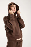 %100 Pamuk Kapüşonlu Ön Cep Detaylı Kadın Sweatshirt