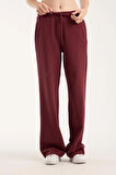 %100 Pamuk Geniş Paça Bağcıklı Kadın Pantolon/Eşofman Altı