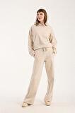 %100 Pamuk Kadın Kapüşonlu Cepli Sweatshirt + Pantolon Takımı (2 Parça)