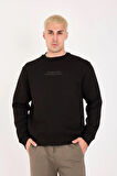 İçi Polarlı Yazı Baskılı Relax Fit Erkek Sweatshirt 