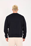 İçi Polarlı Yazı Baskılı Relax Fit Erkek Sweatshirt 