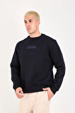 İçi Polarlı Yazı Baskılı Relax Fit Erkek Sweatshirt 