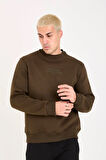 İçi Polarlı Yazı Baskılı Relax Fit Erkek Sweatshirt 