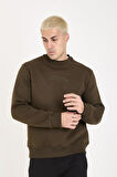 İçi Polarlı Yazı Baskılı Relax Fit Erkek Sweatshirt 