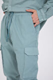%100 Pamuk, İp Bağlamalı Kargo Jogger + Gabardin Gömlek Takım