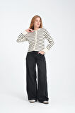 Yüksek Bel Wide Leg %100 Pamuk Jean Pantolon