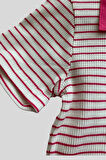 8-14 Yaş Polo Yaka Çizgili Crop Fuşya 