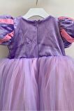 Rapunzel Kız Çocuk Kostüm Kadife Kollu Lila Hotcouture
