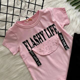 Flashy Life Taytlı Kız Çocuk Takım Pembe