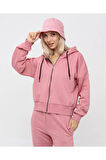 Kadın Tam Fermuarlı Crop Sweatshirt 5503p