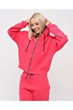 Kadın Tam Fermuarlı Crop Sweatshirt 5503f