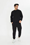Şardonsuz 3 iplik Pamuklu Basic Bisiklet Yaka Unisex Eşofman Takımı 5738