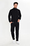 Pamuklu Tam Fermuarlı Erkek Eşofman Takımı Siyah 5751-S