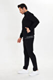 Pamuklu Tam Fermuarlı Erkek Eşofman Takımı Siyah 5751-S