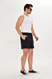 Erkek StretchFit İçi Astarlı Esnek Sporcu Şortu Siyah 2658-S