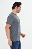 Erkek Büyük Beden Pamuklu Bisiklet Yaka Tişört Antrasit 5014B-A