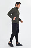 Erkek Pamuklu Dik Yakalı Eşofman Takımı Haki 5749-H