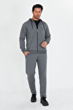 Erkek Pamuklu Kapüşonlu Eşofman Takımı Lacivert 5756-L