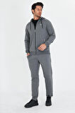 Erkek Pamuklu Kapüşonlu Eşofman Takımı Lacivert 5756-L