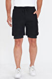 Erkek Taytlı Fermuarlı Cepli Spor Şort Siyah 5807-S