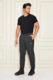 Erkek Düz Paça Şeritli Rahat Kesim Eşofman Altı Füme 6504-F