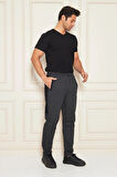 Erkek Düz Paça Şeritli Rahat Kesim Eşofman Altı Füme 6504-F