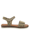 Kibar Çift Cırtlı Genç Kız Çocuk Sandalet Leopar